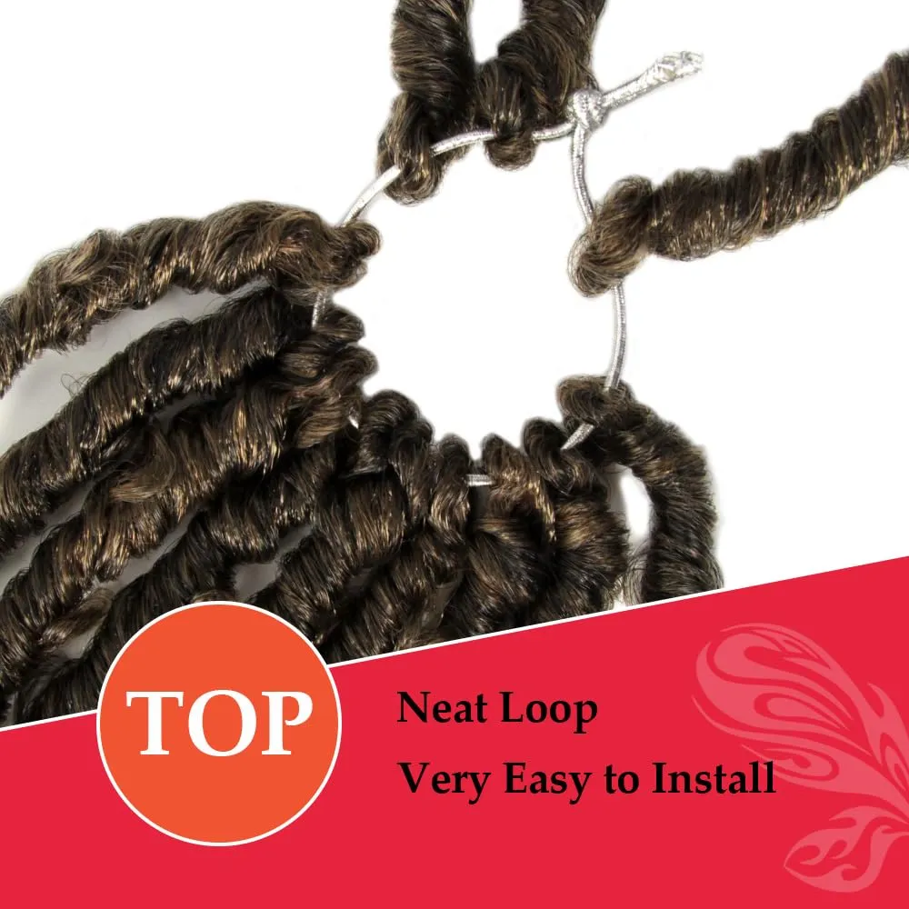 Butterfly Locs with Curly End 30 Inch, 6 Packs Boho Distressed Locs Crochet Hair, Bohemian Goddess Faux Butterfly Braids with Wavy Ends(T27, Ombre Honey Blonde)