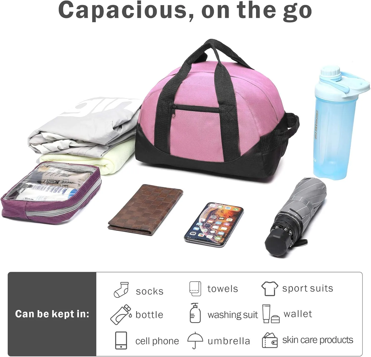 BuyAgain Duffle Bag, 12" Small Mini Travel Carry On Sport Duffel Gym Bag with Top Handle