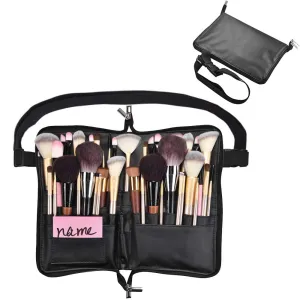 BYOOTIQUE 2in1 Foldable Brush Holder Waist Zipper Bag Professional Multi Portable Cosmetic Makeup Pouch with Belt Strap Artist Storage Organizer