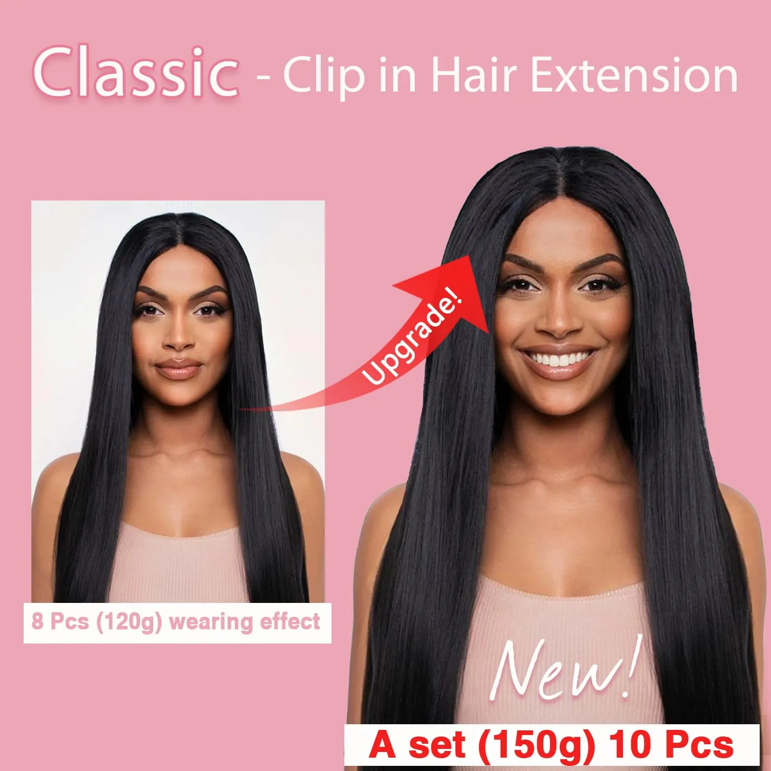 CanaryFly Straight Clip in Hair Extensions Real Human Hair,10Pcs 100% Unprocessed Full Head Brazilian Virgin Human Hair Clip ins for Women,Natural Silk Human Hair 150g 16inch #1B Natural Black