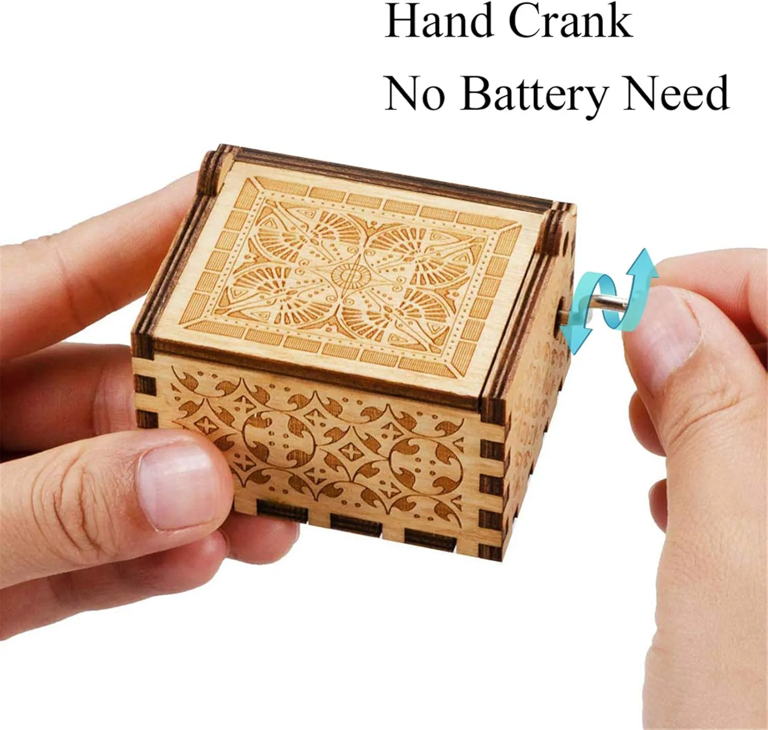 Can't Help Wood Music Box Hand-Operated Antique Engraved Cute Musical Boxes Gift for Love One, Boyfriend, Girlfriend, Husband,Wife Birthday/Wedding Day/Christmas Day Present