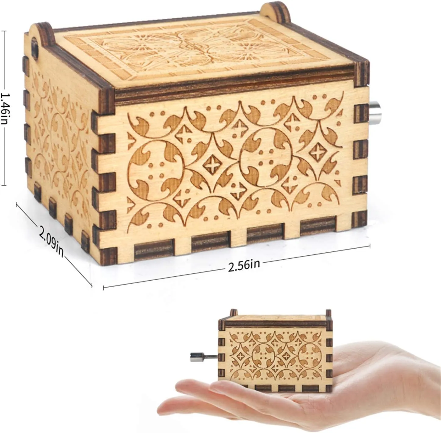 Can't Help Wood Music Box Hand-Operated Antique Engraved Cute Musical Boxes Gift for Love One, Boyfriend, Girlfriend, Husband,Wife Birthday/Wedding Day/Christmas Day Present