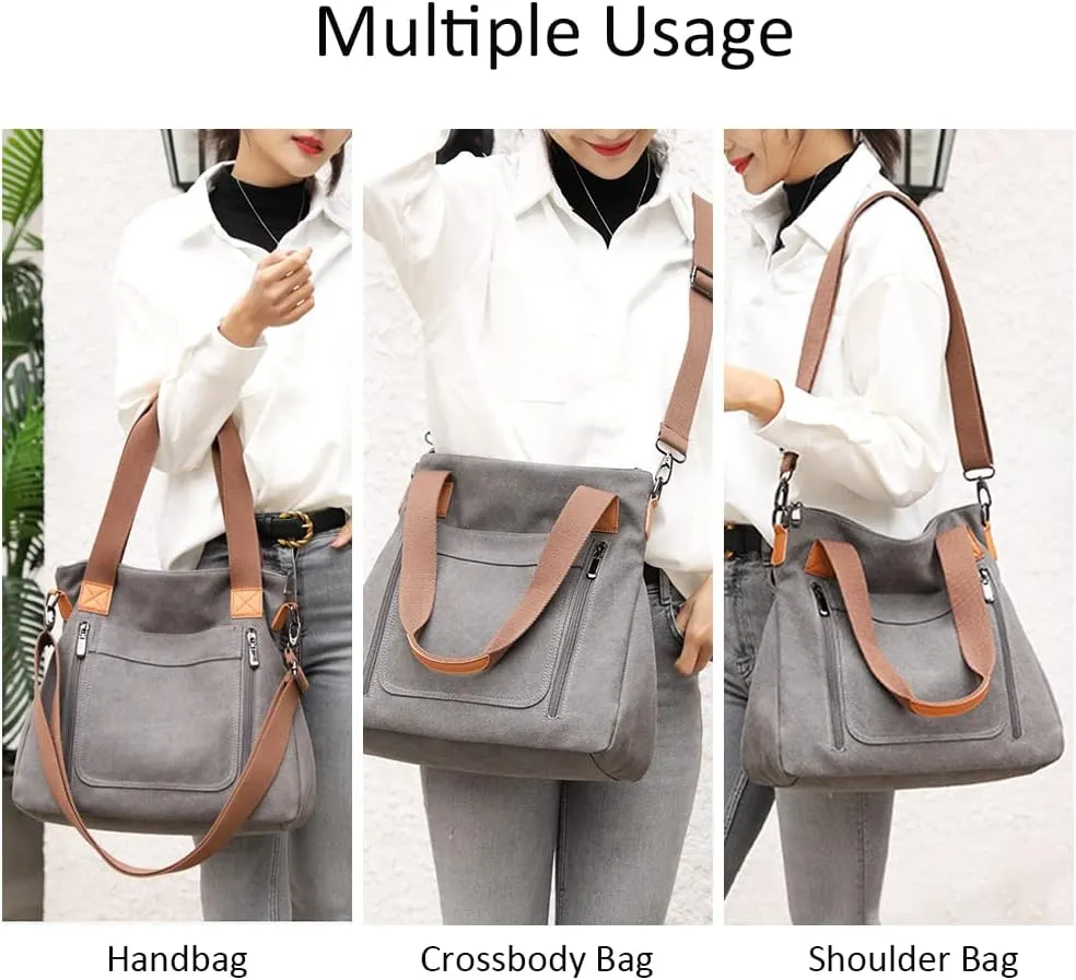 Canvas Handbag Multi-Color Striped Lattice Cross Body Shoulder Purse Bag Tote-Handbag for Women