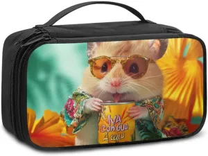 Capybara Makeup Bag for Purses 9.5x3.5x5.5 Inch Compact Cosmetric Cases Organizer with Mesh Compartments Top Handle Zippered Make up Bags