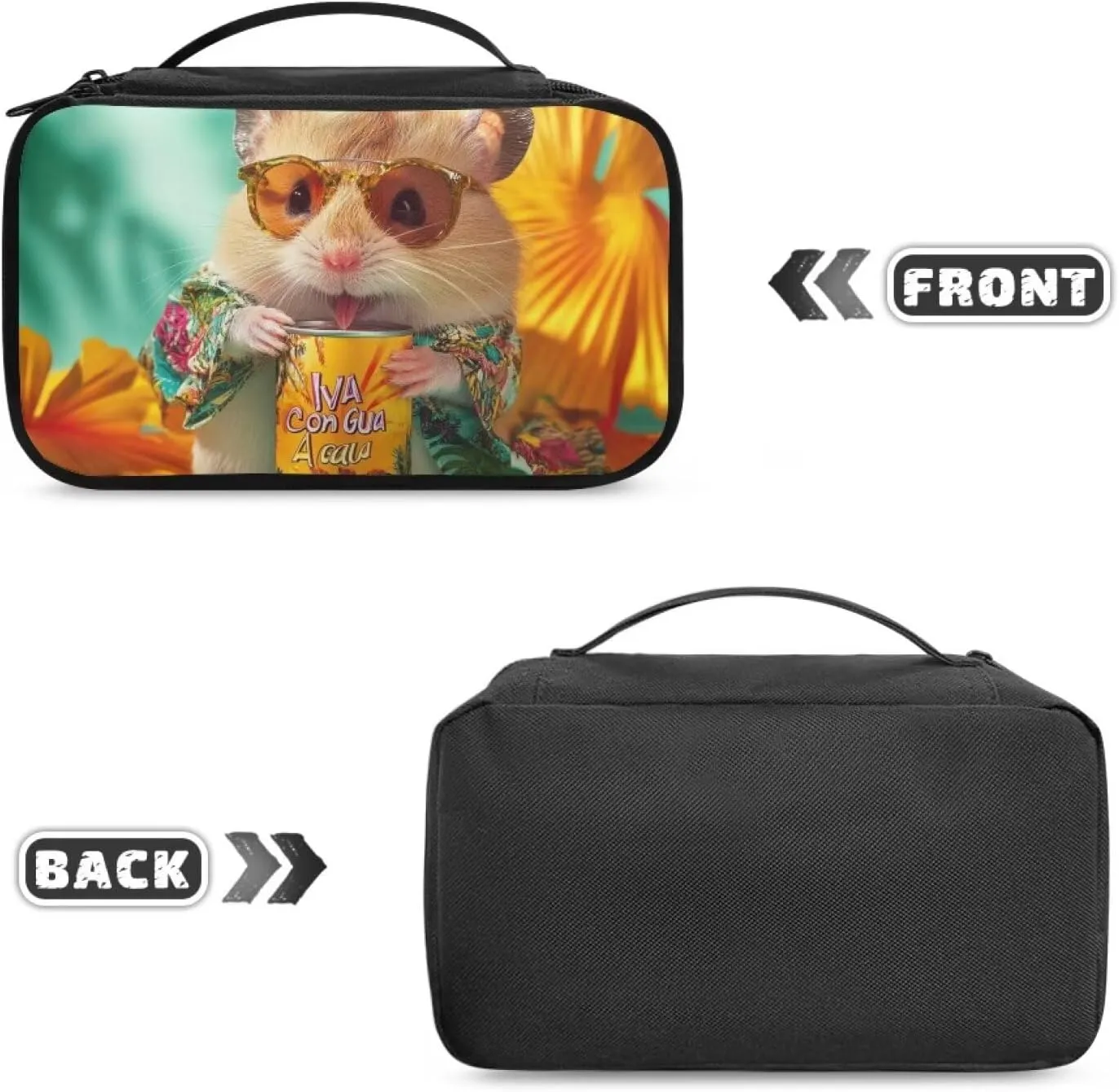 Capybara Makeup Bag for Purses 9.5x3.5x5.5 Inch Compact Cosmetric Cases Organizer with Mesh Compartments Top Handle Zippered Make up Bags