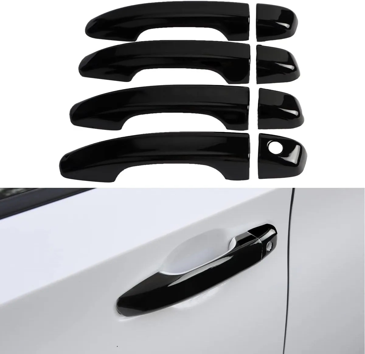 Car Door Handle Cover Compatible for 2018 2019 2020 2021 2022 Honda Accord Accessories Black Door Handle Protector (Without Keyless Entry Holes)