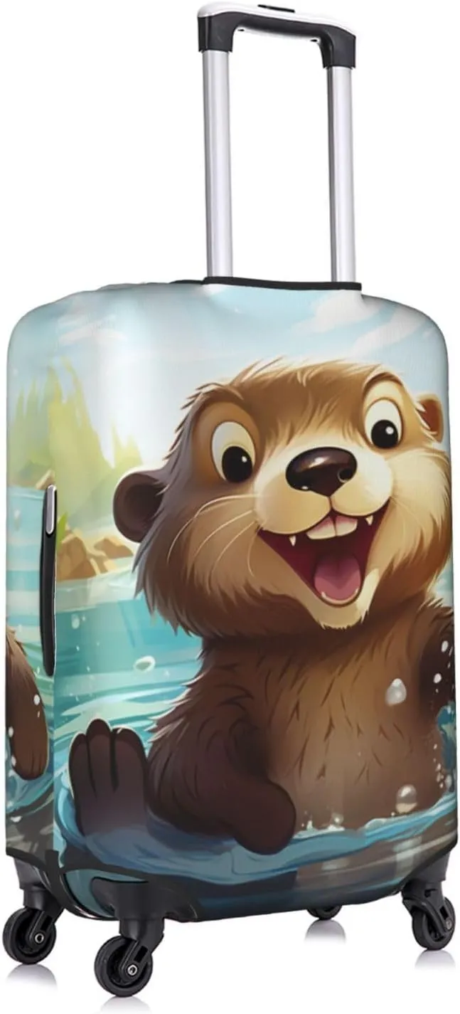 Cartoon Cute Otter Suitcase Covers, Luggage Protectors Fits Four Sizes Suitcase For Travel