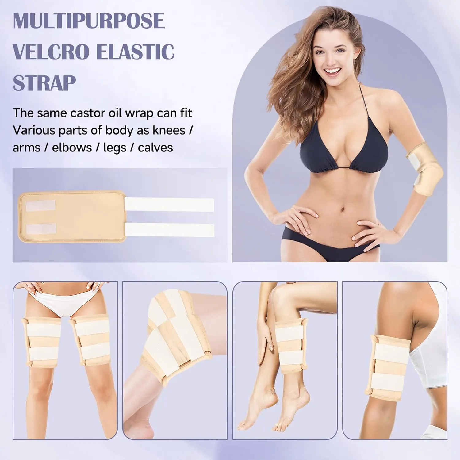 Castor Oil Pack Wrap, 9 Pcs Organic Castor Oil Packs Kit for Neck Shoulder Waist Back Hand Knee Leg and Feet, Reusable Pads Kit for Hot/Cold Castor Oil Compress for Woman/Man