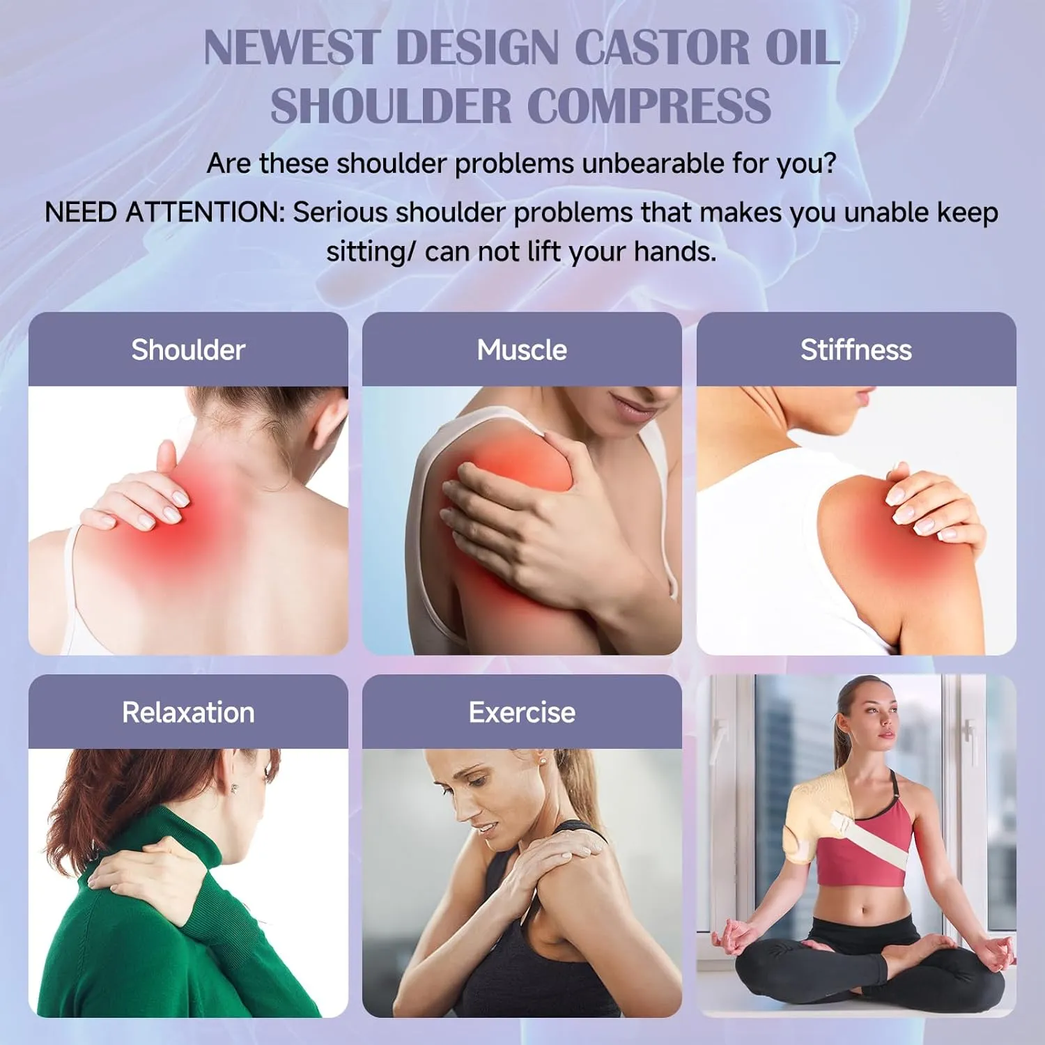 Castor Oil Pack Wrap, 9 Pcs Organic Castor Oil Packs Kit for Neck Shoulder Waist Back Hand Knee Leg and Feet, Reusable Pads Kit for Hot/Cold Castor Oil Compress for Woman/Man