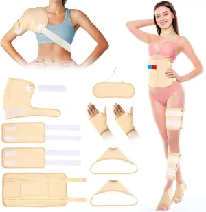 Castor Oil Pack Wrap, 9 Pcs Organic Castor Oil Packs Kit for Neck Shoulder Waist Back Hand Knee Leg and Feet, Reusable Pads Kit for Hot/Cold Castor Oil Compress for Woman/Man