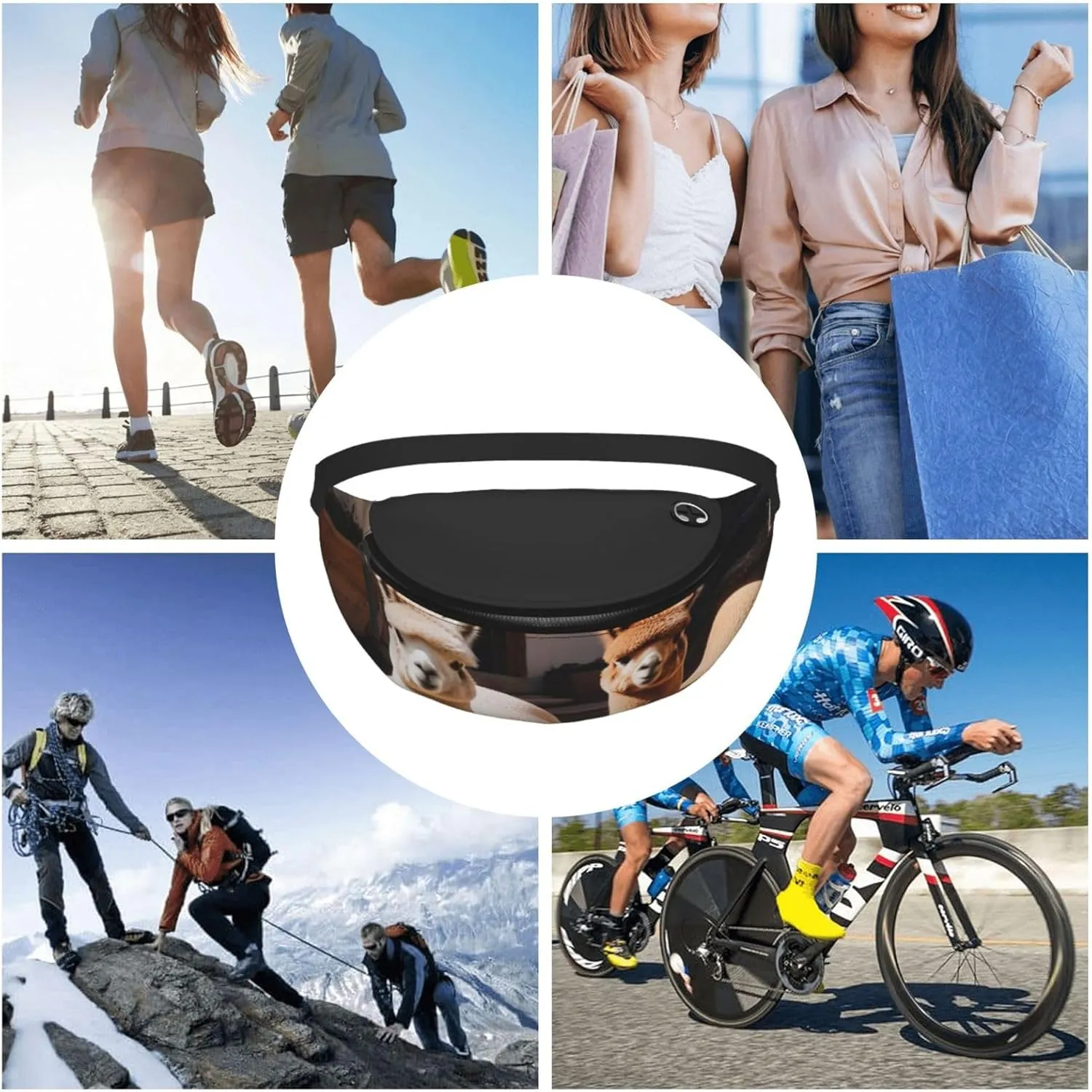 Casual Alpacas Printed Fanny Pack,Crossbody Fanny packs for women Men Waist Bag for Running Travel