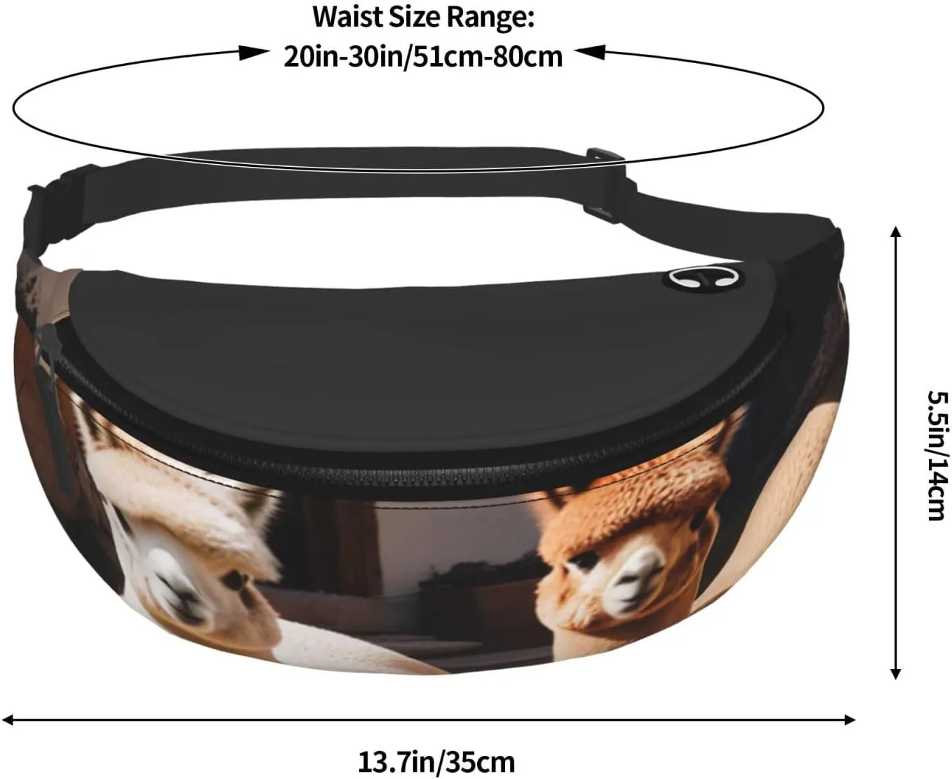 Casual Alpacas Printed Fanny Pack,Crossbody Fanny packs for women Men Waist Bag for Running Travel