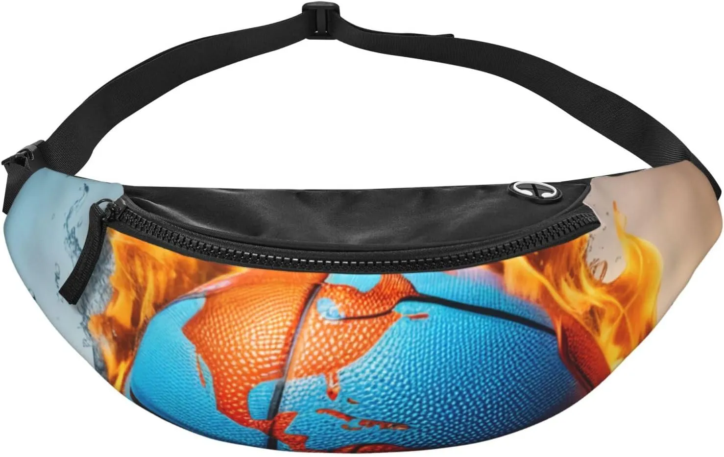 Casual Basketball on Fire and Water Flame Splashing Printed Fanny Pack,Crossbody Fanny packs for women Men Waist Bag for Running Travel
