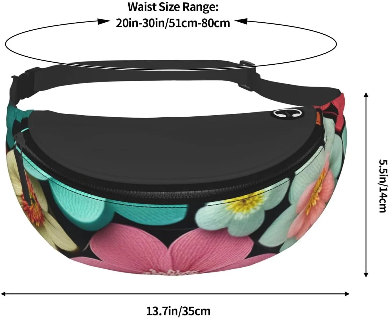 Casual Beautiful Blooming Hexagon Printed Fanny Pack,Crossbody Fanny packs for women Men Waist Bag for Running Travel