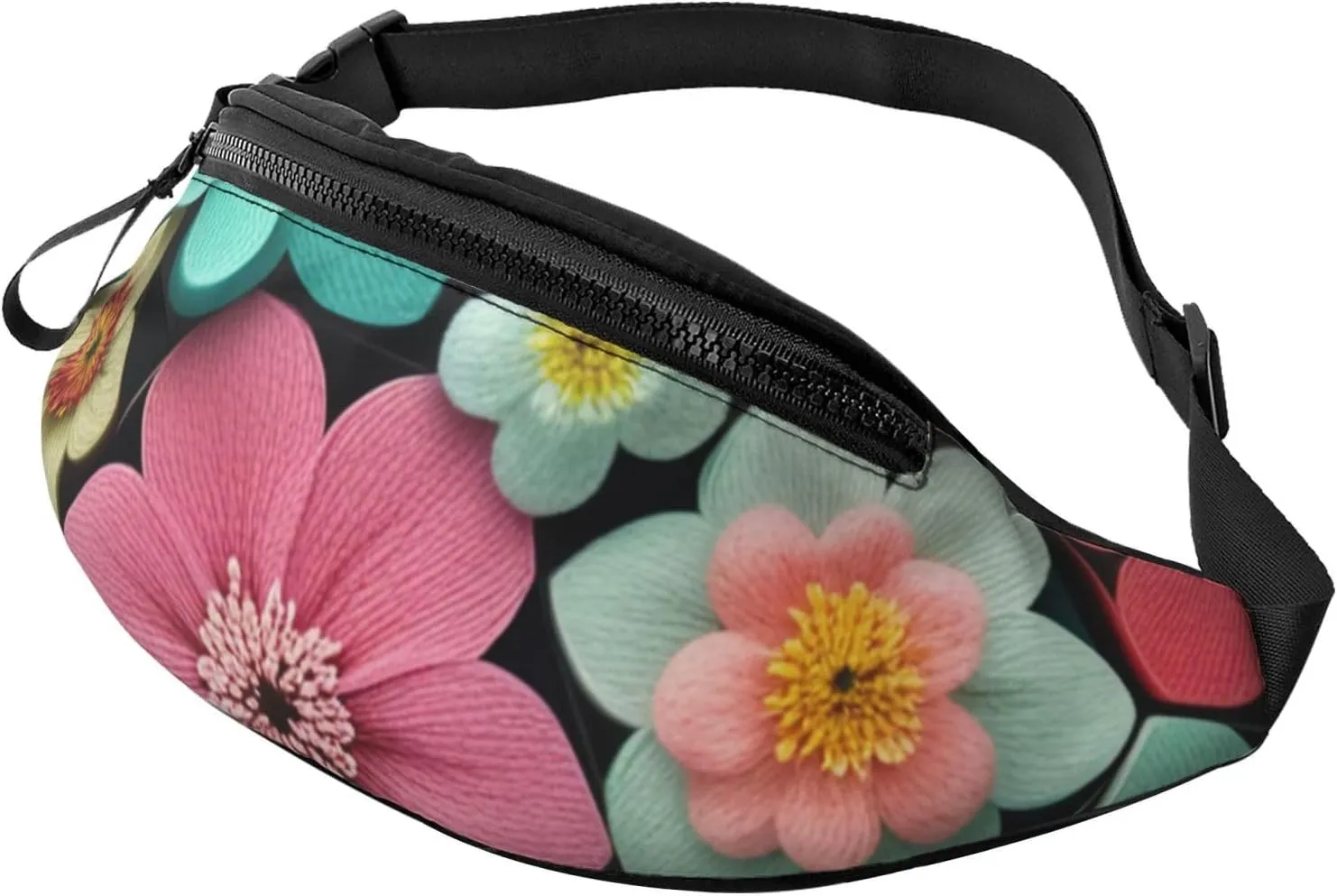 Casual Beautiful Blooming Hexagon Printed Fanny Pack,Crossbody Fanny packs for women Men Waist Bag for Running Travel