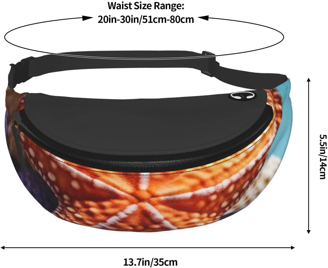 Casual Blue background starfish Printed Fanny Pack,Crossbody Fanny packs for women Men Waist Bag for Running Travel