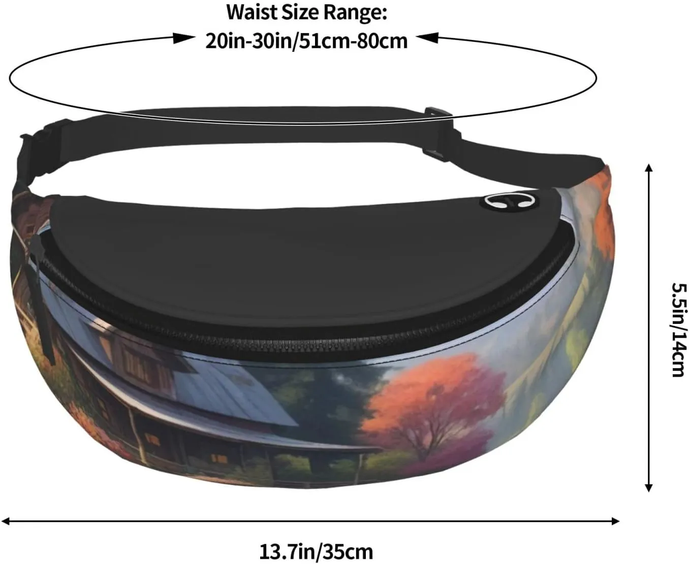 Casual Mystic Meadows Printed Fanny Pack,Crossbody Fanny packs for women Men Waist Bag for Running Travel