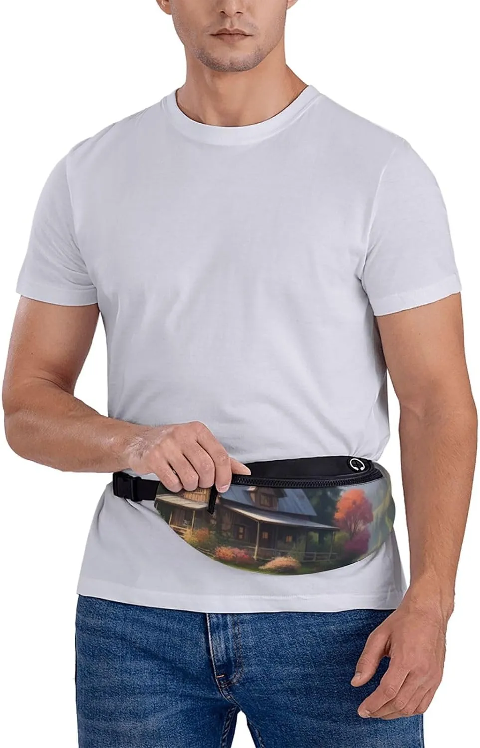 Casual Mystic Meadows Printed Fanny Pack,Crossbody Fanny packs for women Men Waist Bag for Running Travel