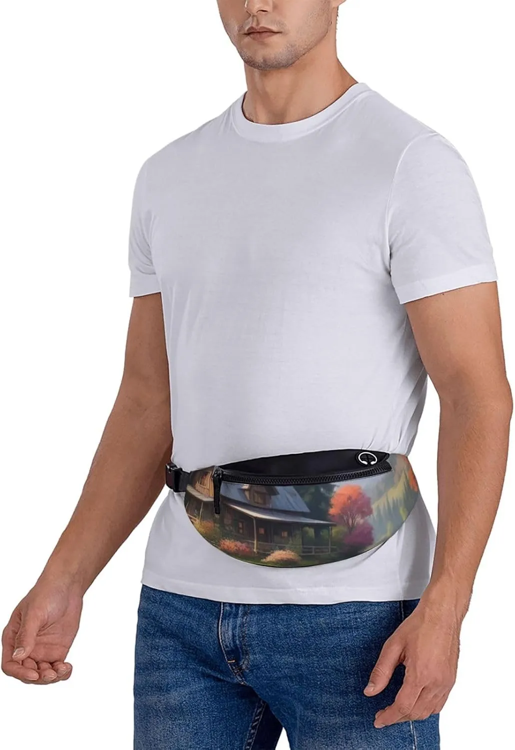 Casual Mystic Meadows Printed Fanny Pack,Crossbody Fanny packs for women Men Waist Bag for Running Travel