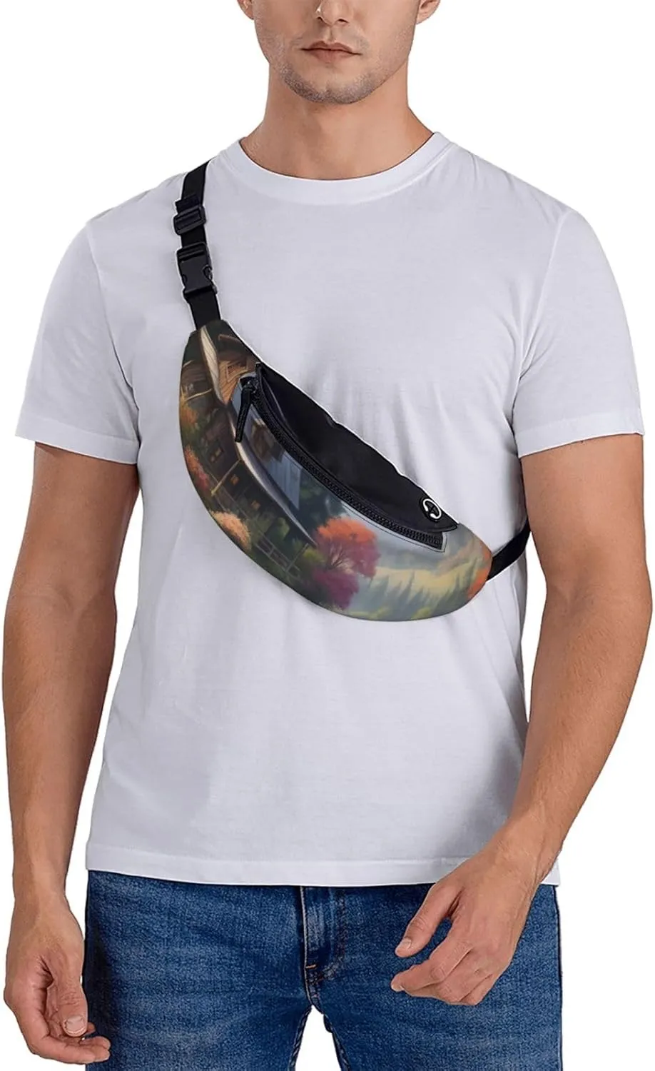 Casual Mystic Meadows Printed Fanny Pack,Crossbody Fanny packs for women Men Waist Bag for Running Travel