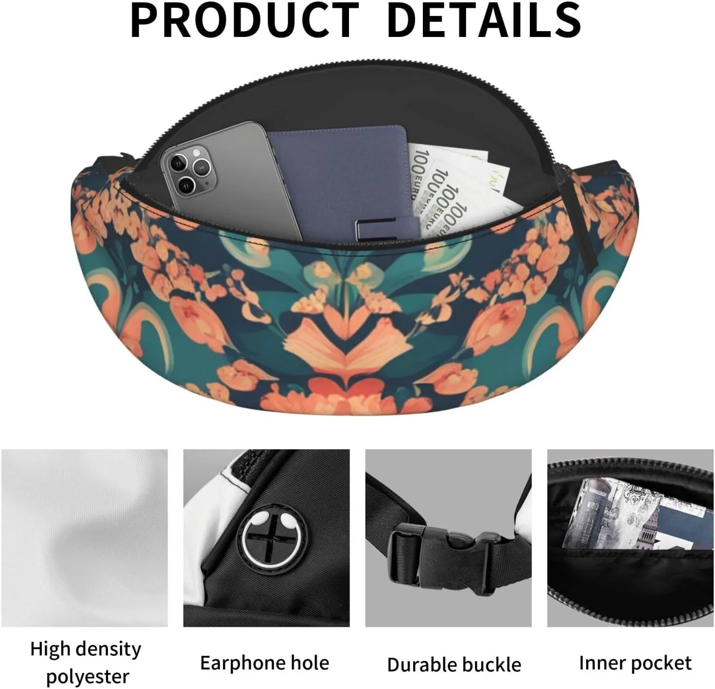 Casual Pattern Printed Fanny Pack,Crossbody Fanny packs for women Men Waist Bag for Running Travel