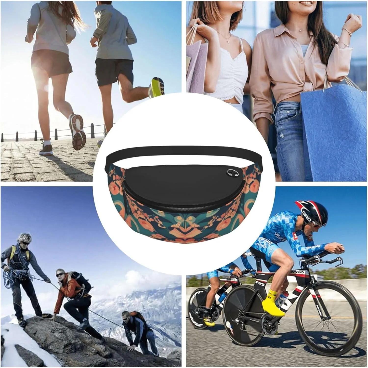 Casual Pattern Printed Fanny Pack,Crossbody Fanny packs for women Men Waist Bag for Running Travel