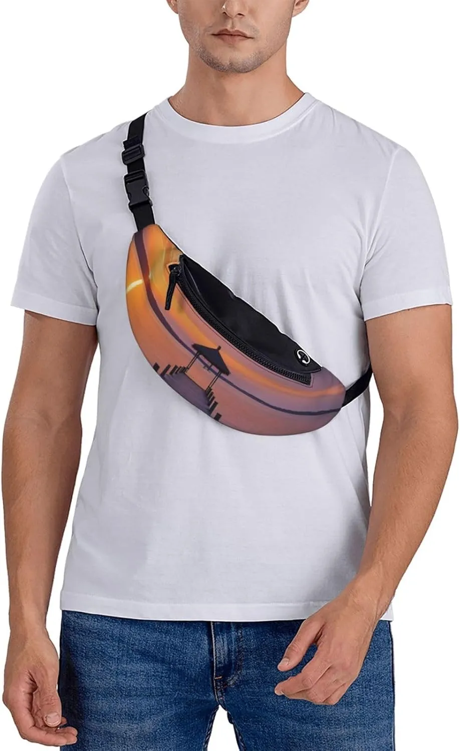 Casual Serene Sunset Printed Fanny Pack,Crossbody Fanny packs for women Men Waist Bag for Running Travel