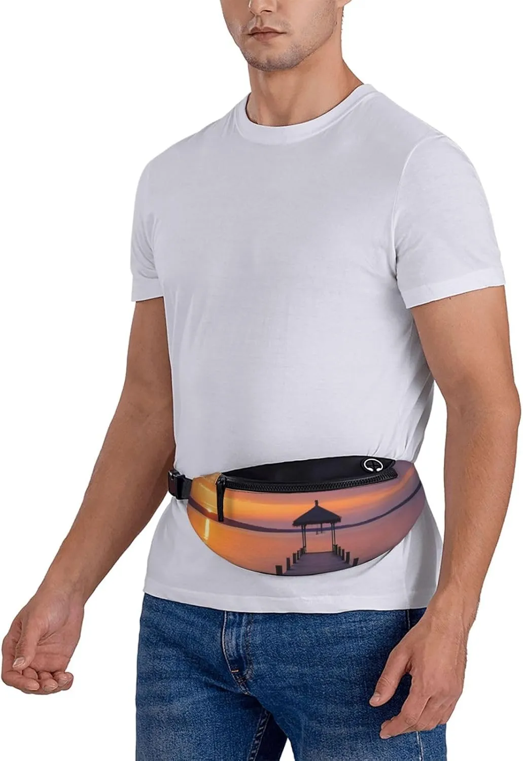 Casual Serene Sunset Printed Fanny Pack,Crossbody Fanny packs for women Men Waist Bag for Running Travel