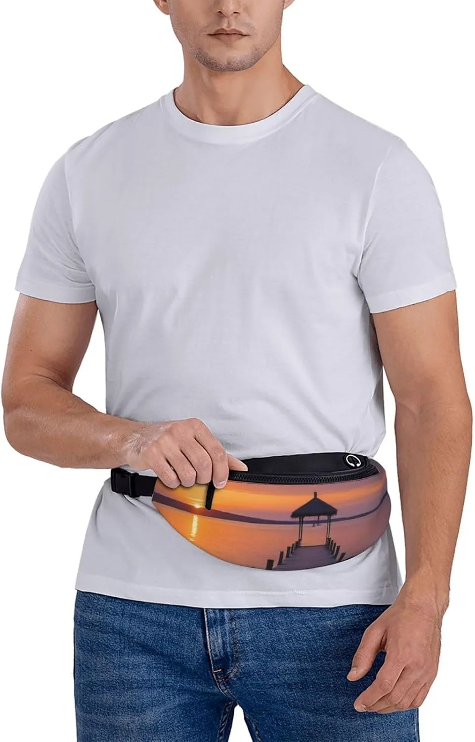 Casual Serene Sunset Printed Fanny Pack,Crossbody Fanny packs for women Men Waist Bag for Running Travel
