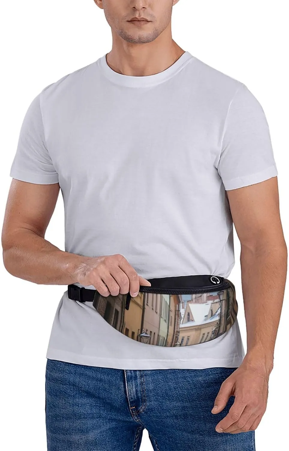 Casual Snow Street Printed Fanny Pack,Crossbody Fanny packs for women Men Waist Bag for Running Travel