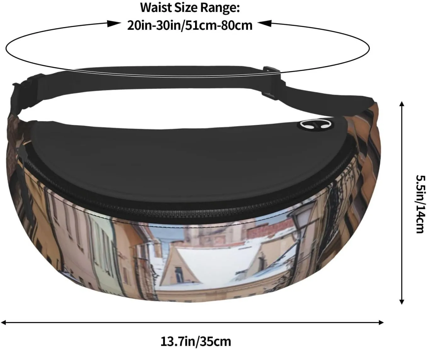 Casual Snow Street Printed Fanny Pack,Crossbody Fanny packs for women Men Waist Bag for Running Travel