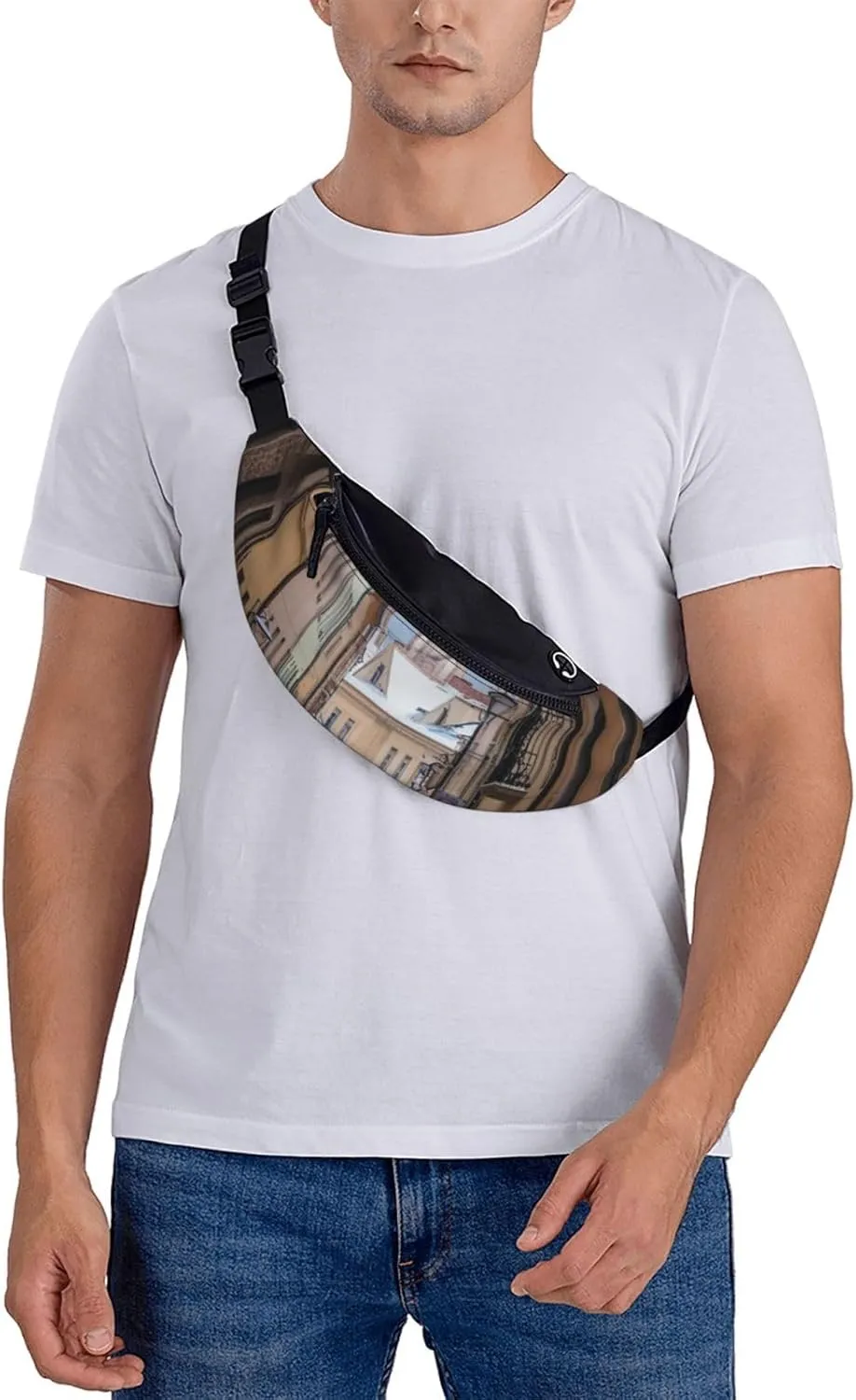 Casual Snow Street Printed Fanny Pack,Crossbody Fanny packs for women Men Waist Bag for Running Travel