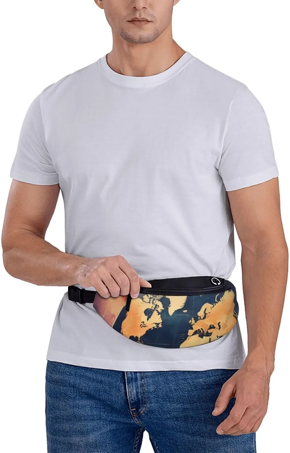 Casual World Map Printed Fanny Pack,Crossbody Fanny packs for women Men Waist Bag for Running Travel