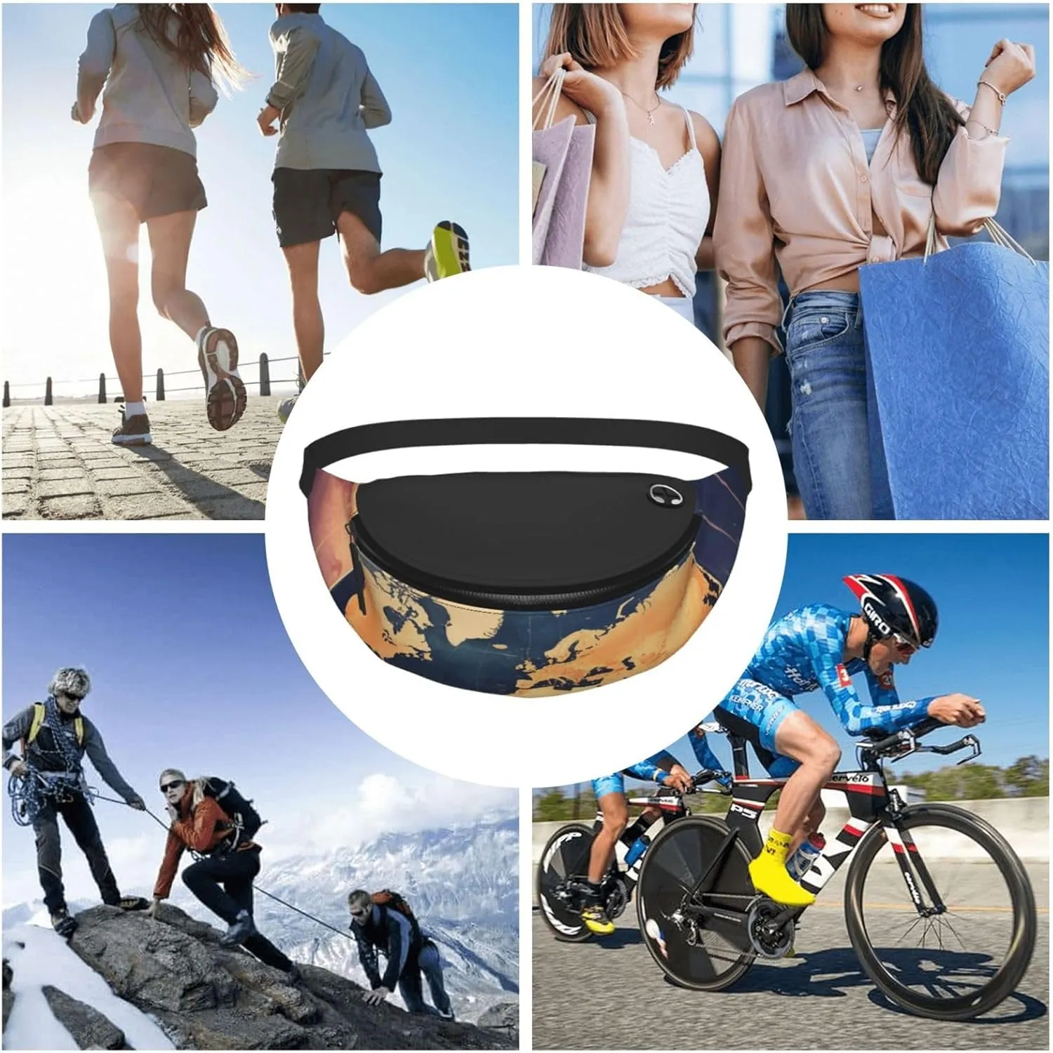 Casual World Map Printed Fanny Pack,Crossbody Fanny packs for women Men Waist Bag for Running Travel
