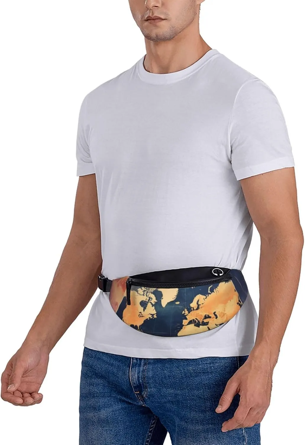 Casual World Map Printed Fanny Pack,Crossbody Fanny packs for women Men Waist Bag for Running Travel