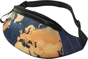 Casual World Map Printed Fanny Pack,Crossbody Fanny packs for women Men Waist Bag for Running Travel