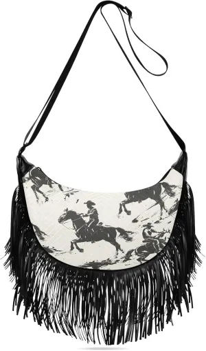 CEBUGI Women's Fringe Crossbody Tassel Purse Man Cowboy Hobo Shoulder Bags Crossbody Handbag with Adjustable Shoulder Straps