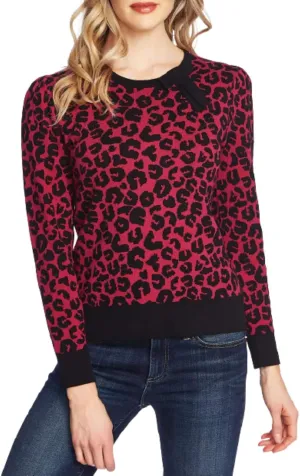 CeCe Printed Leopard Sweater Plumeria XL