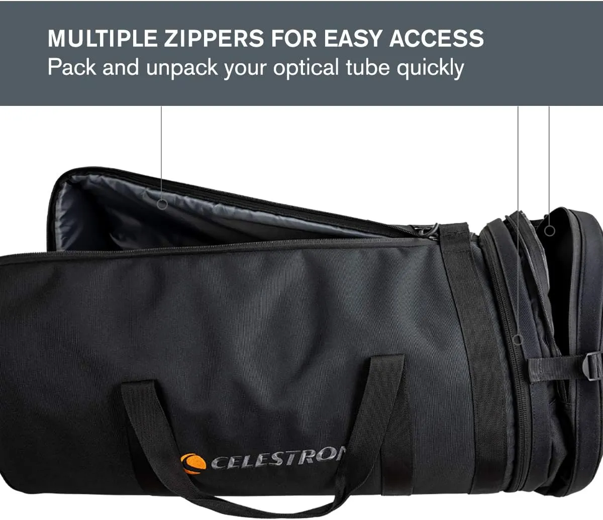 Celestron – 11” Telescope Optical Tube Bag – Custom Carrying Case Fits Schmidt-Cassegrain and EdgeHD – Ultra-Durable Protective Walls – Padded Straps for Easy Carry