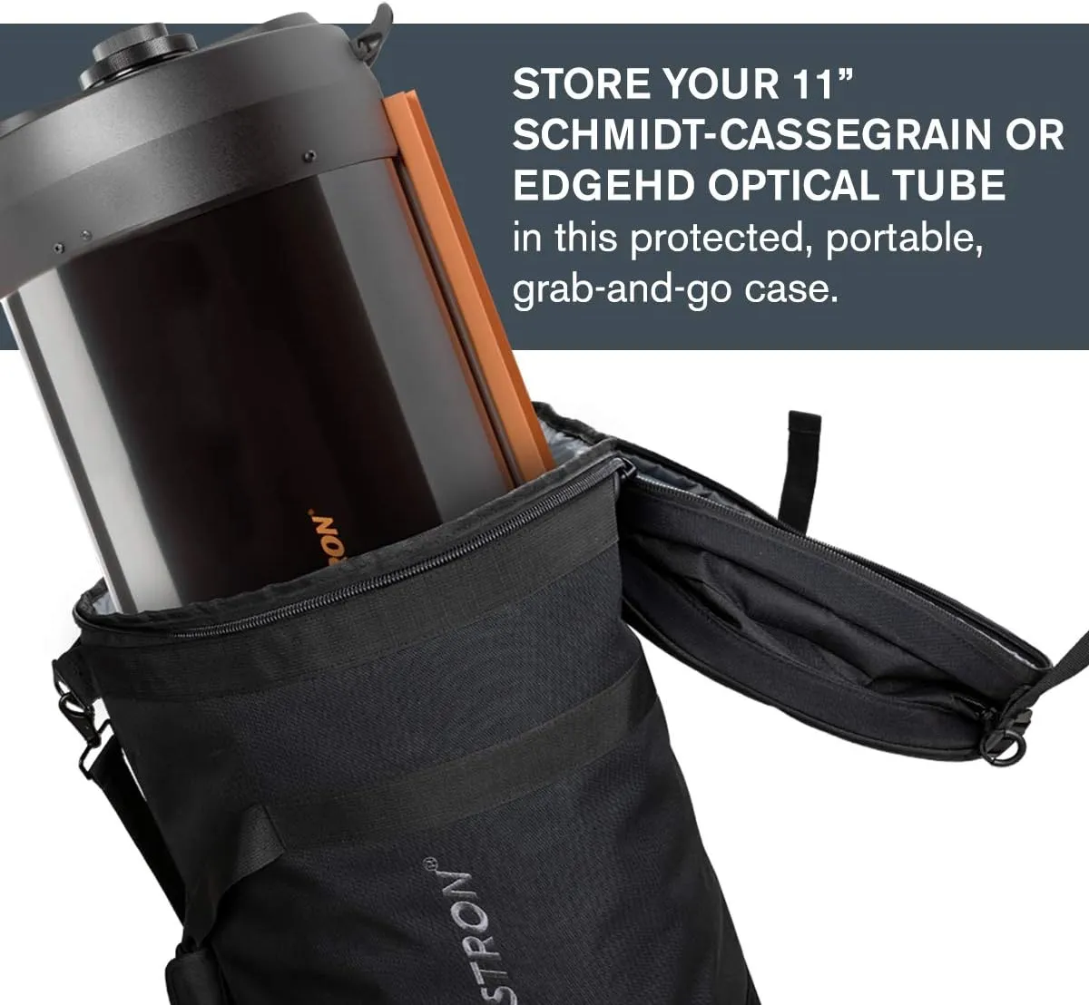 Celestron – 11” Telescope Optical Tube Bag – Custom Carrying Case Fits Schmidt-Cassegrain and EdgeHD – Ultra-Durable Protective Walls – Padded Straps for Easy Carry