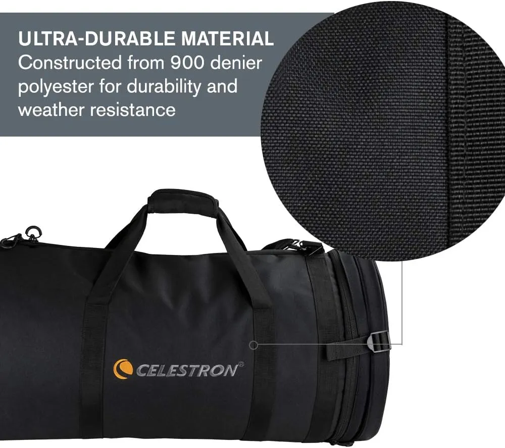 Celestron – 11” Telescope Optical Tube Bag – Custom Carrying Case Fits Schmidt-Cassegrain and EdgeHD – Ultra-Durable Protective Walls – Padded Straps for Easy Carry