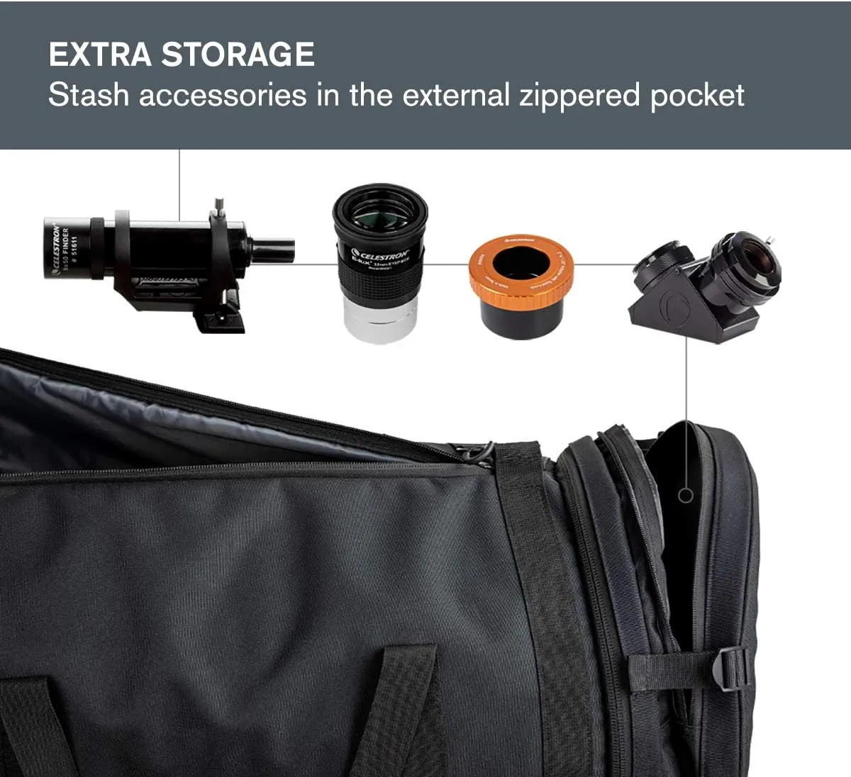 Celestron – 11” Telescope Optical Tube Bag – Custom Carrying Case Fits Schmidt-Cassegrain and EdgeHD – Ultra-Durable Protective Walls – Padded Straps for Easy Carry