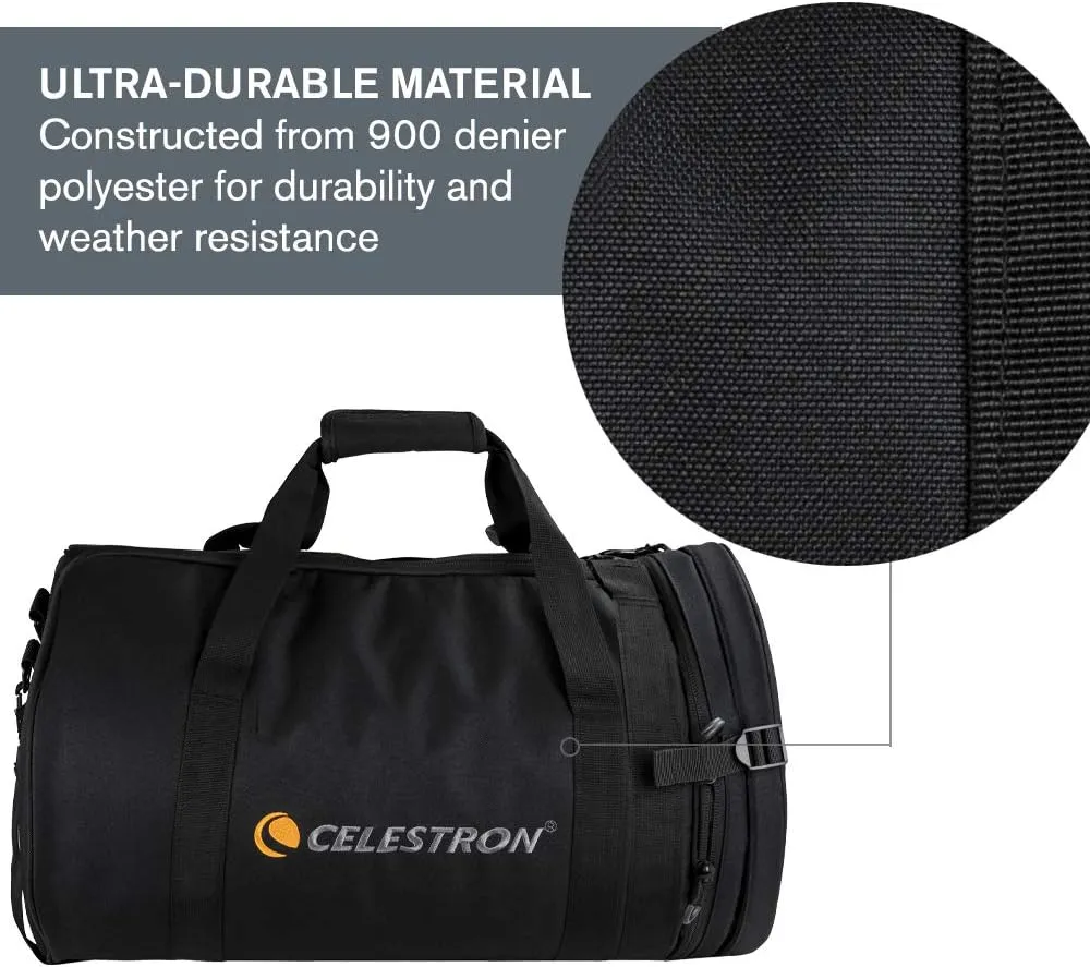 Celestron – 8” Telescope Optical Tube Bag – Custom Carrying Case Fits Schmidt-Cassegrain and EdgeHD – Ultra-Durable Protective Walls – Padded Straps for Easy Carry