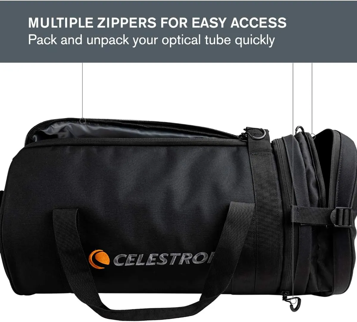 Celestron – 8” Telescope Optical Tube Bag – Custom Carrying Case Fits Schmidt-Cassegrain and EdgeHD – Ultra-Durable Protective Walls – Padded Straps for Easy Carry