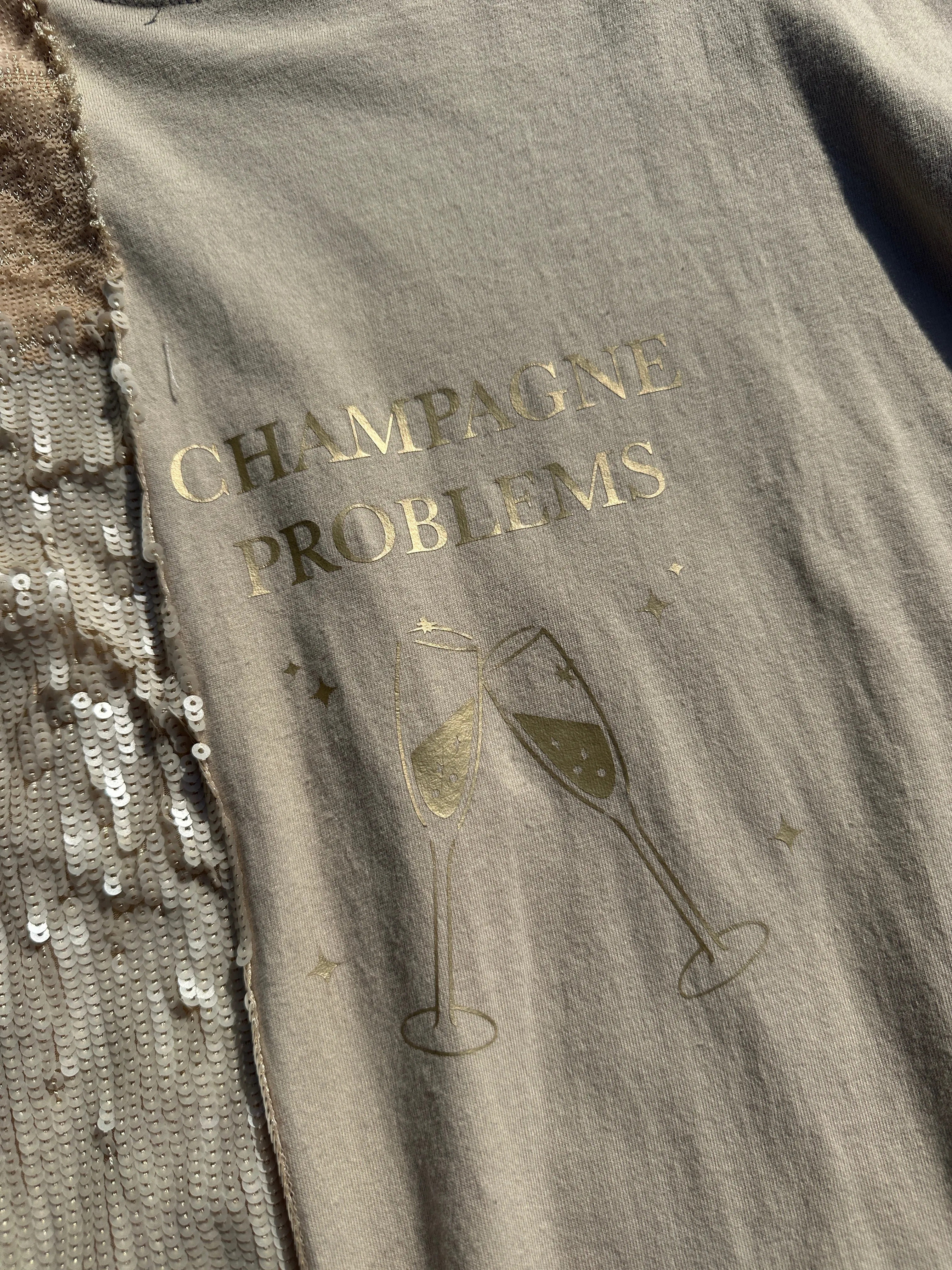 Champagne Problems Sequin Tee - Small