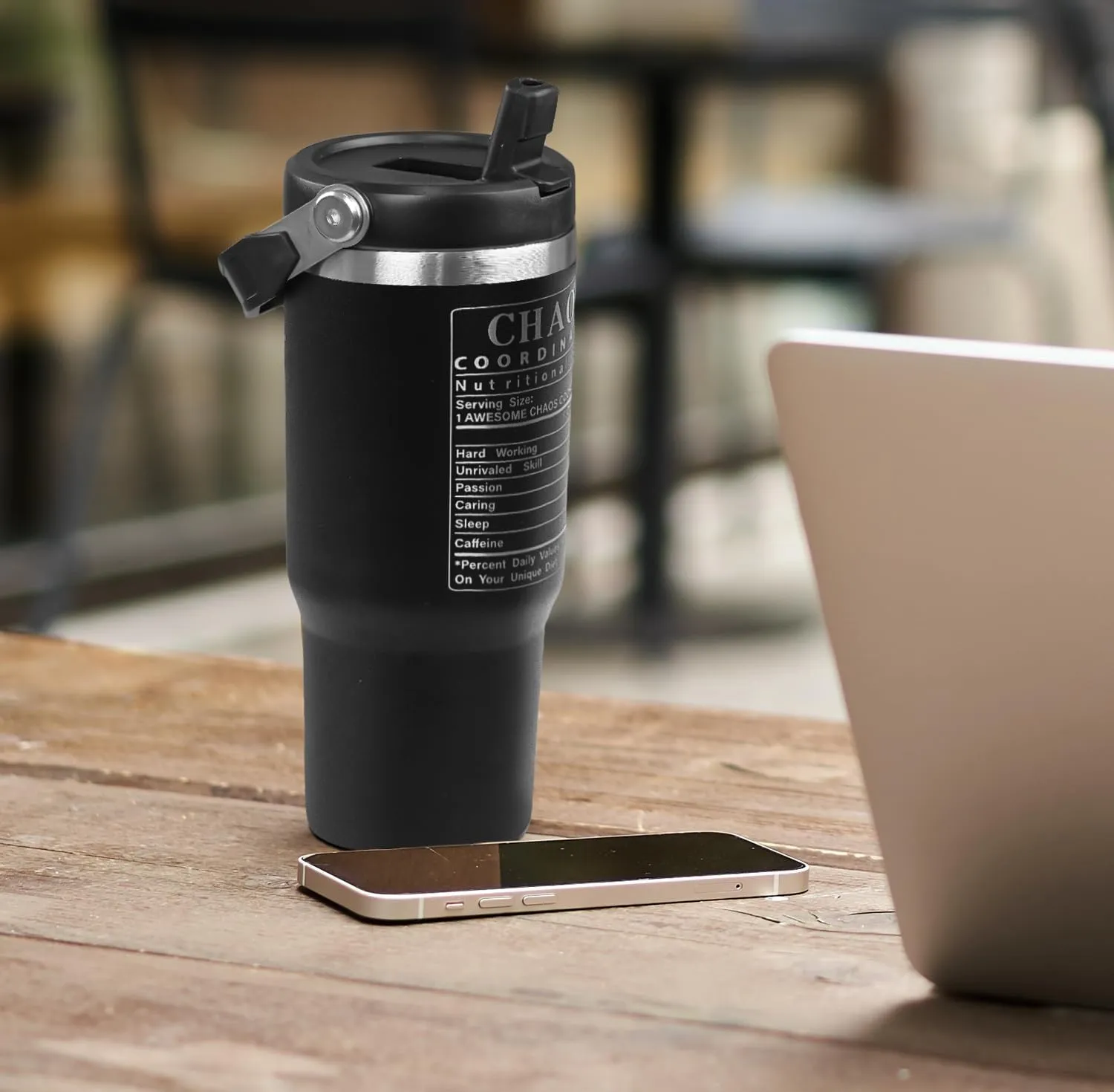 Chaos Coordinator Tumbler with Handle & Flip Straw Boss Gifts Laser-Engraved Travel Mug Water Bottle Gifts for Boss, Women,Men Mom,Dad,Coworker,Manager,Workers,Colleague-30 OZ(1PCS)