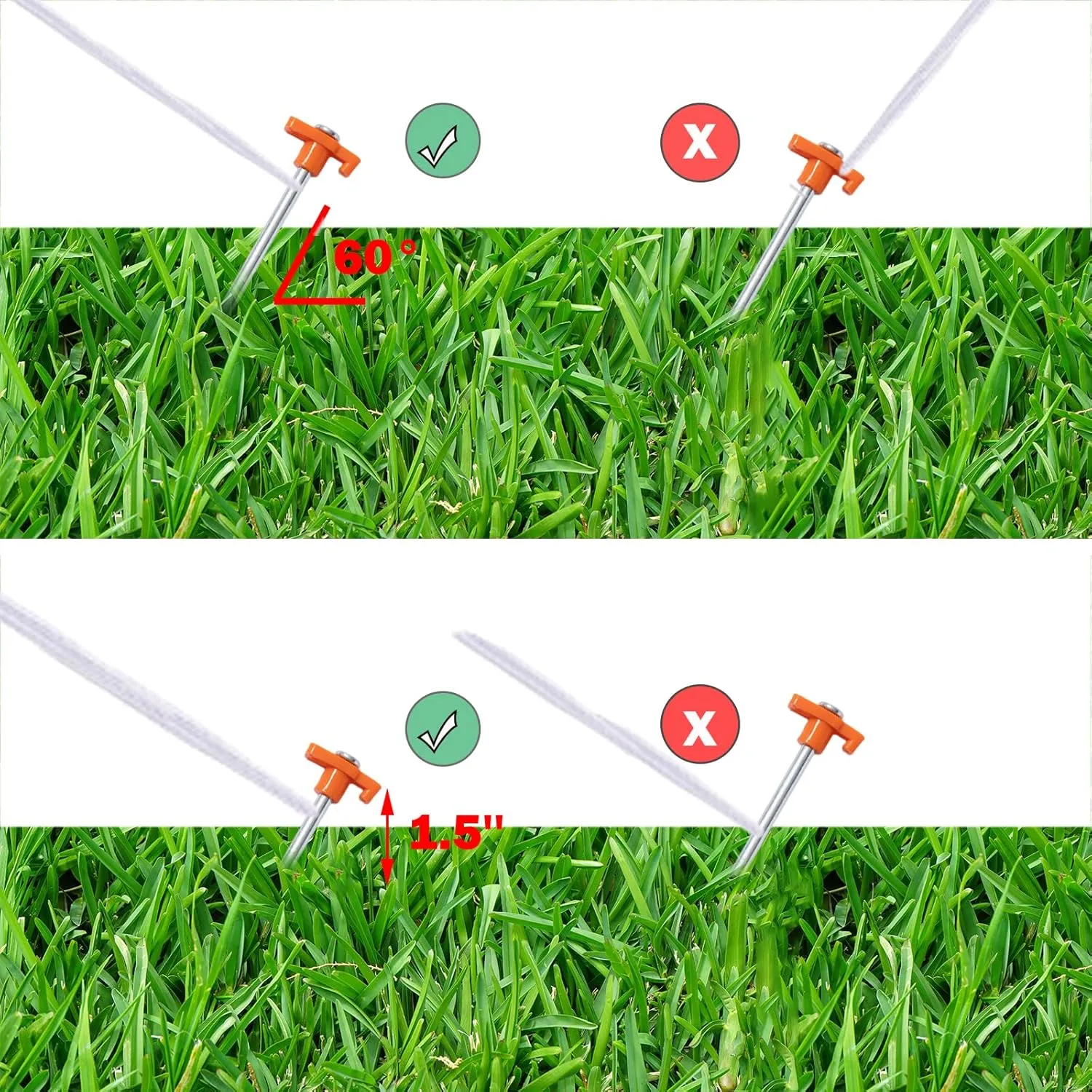 Cheardia 20 Pack Tent Stakes Heavy Duty, 10.25 Inch Yard Stakes Non-Rust Metal Tent Pegs Ground Stakes Tent Spikes for Camping Patio, Garden, Canopies, Grassland, Outdoor, Orange