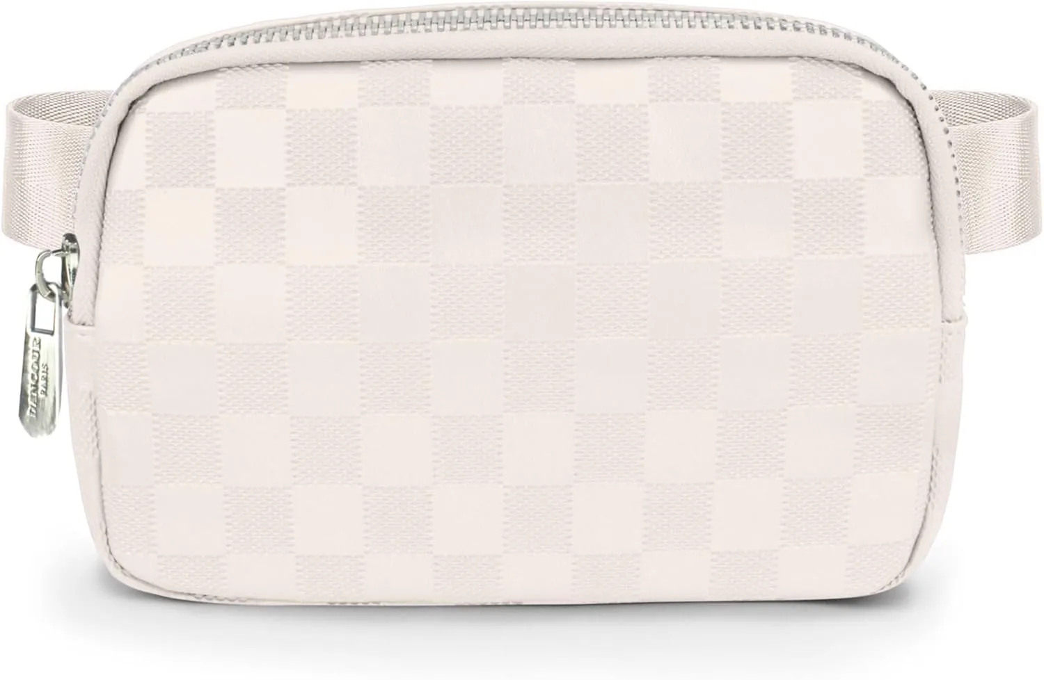 Checkered Belt Bag for Women Stylish Leather Crossbody Fanny Pack Trendy Waist Bag with Adjustable Strap Off-White