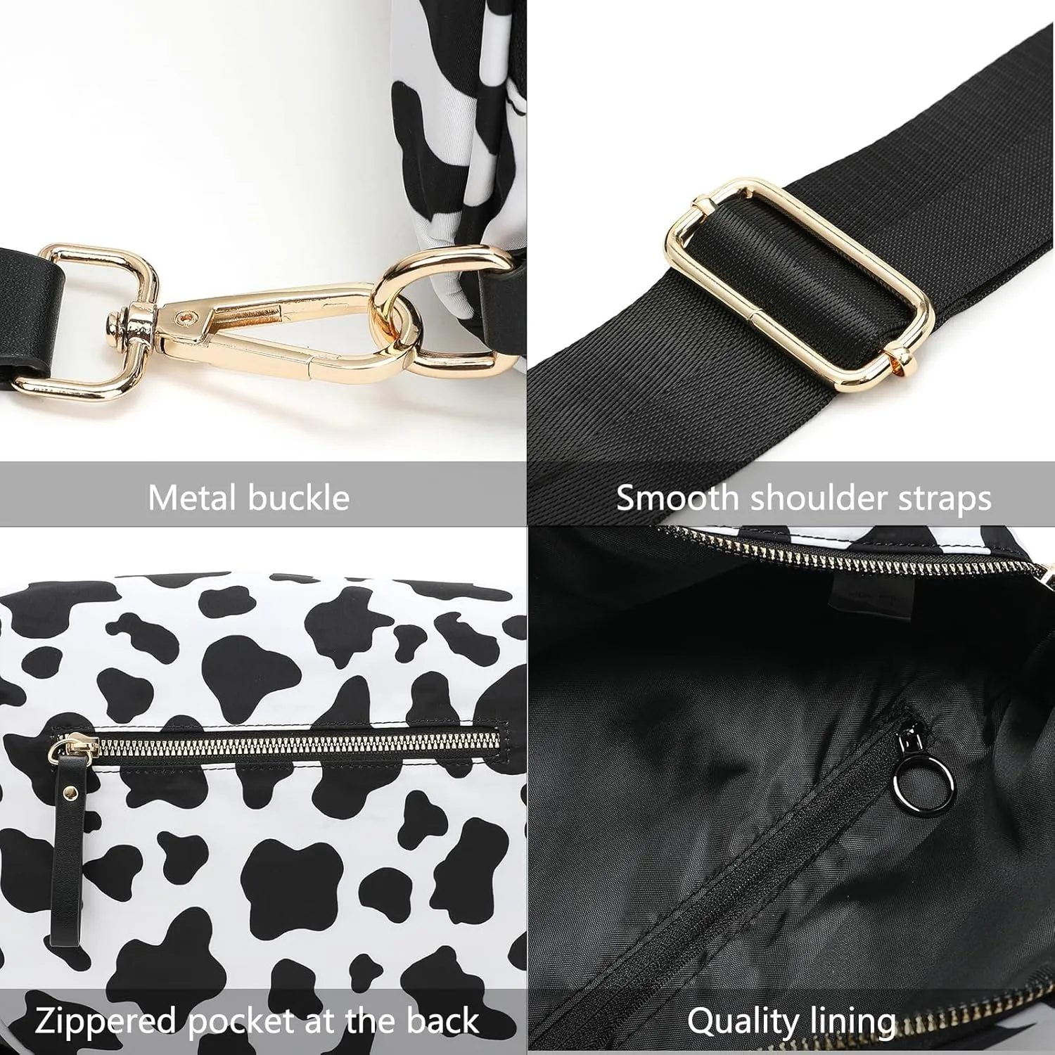 Checkered Bum Bag, Checkered Black and White Crossbody Bag for Women, Belt Bag Fanny Pack witn Adjustable Shoulder Strap (Beige Checkered)