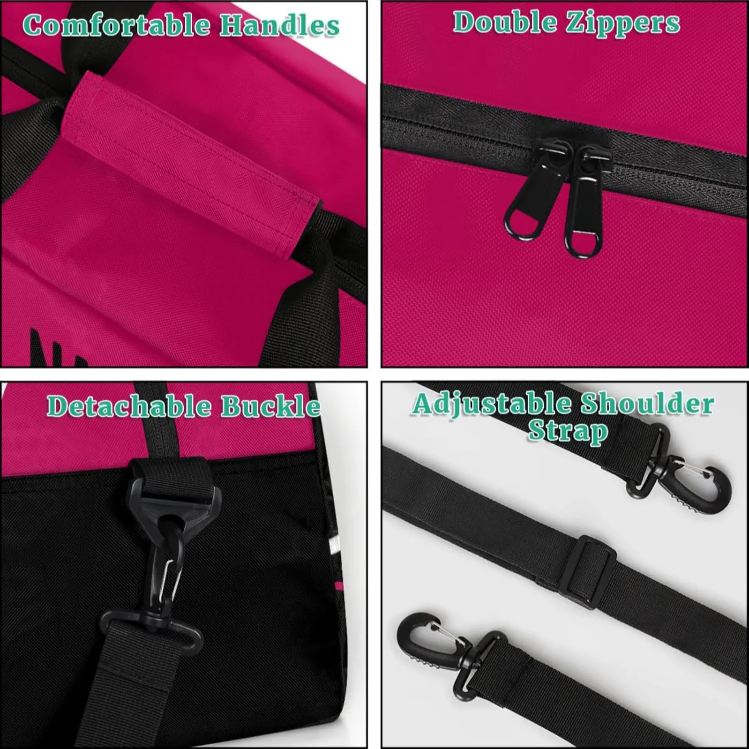 Cheer-Bags for Girls, Personalized Name Dance Gymnastics Ballet Sport Travel Duffel Bags for Cheerleader Kids with Custom Team Name for Overnight Weekender,Rose Red Black